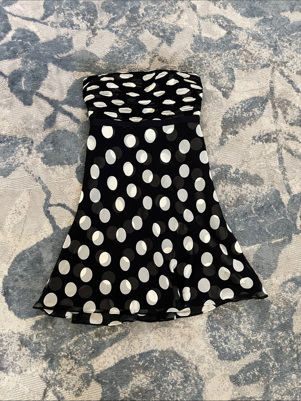 Ann Taylor Black and White Strapless Polka Dot Dress